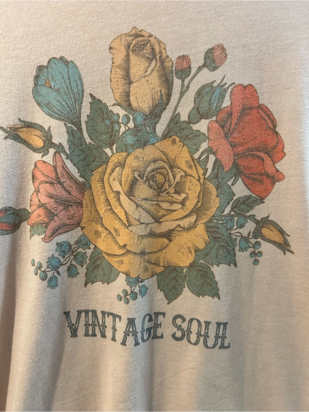NWT Vintage Soul Floral Graphic Tee - Yellow & Red Floral XS